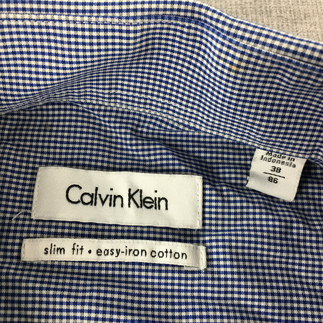 Calvin Klein Mens Shirt Size XS (38) Slim Fit Blue Long Sleeve Button-Up