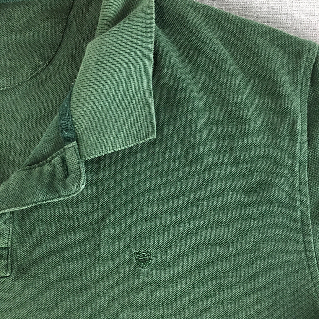 Zara Mens Polo Shirt Size XL Green Collared Short Sleeve Rugby