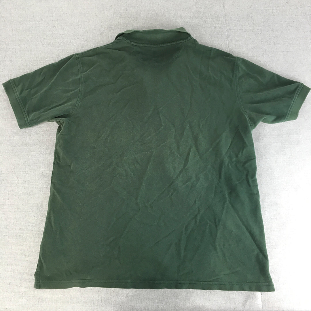 Zara Mens Polo Shirt Size XL Green Collared Short Sleeve Rugby