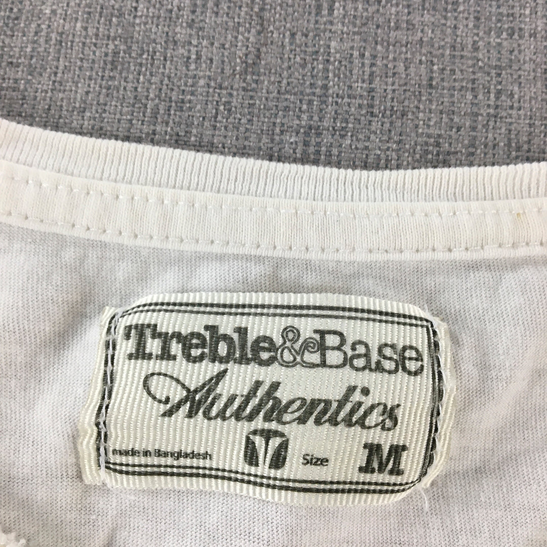 Treble & Base Womens T-Shirt Size M White Short Sleeve Beach Swimsuit Model Girl