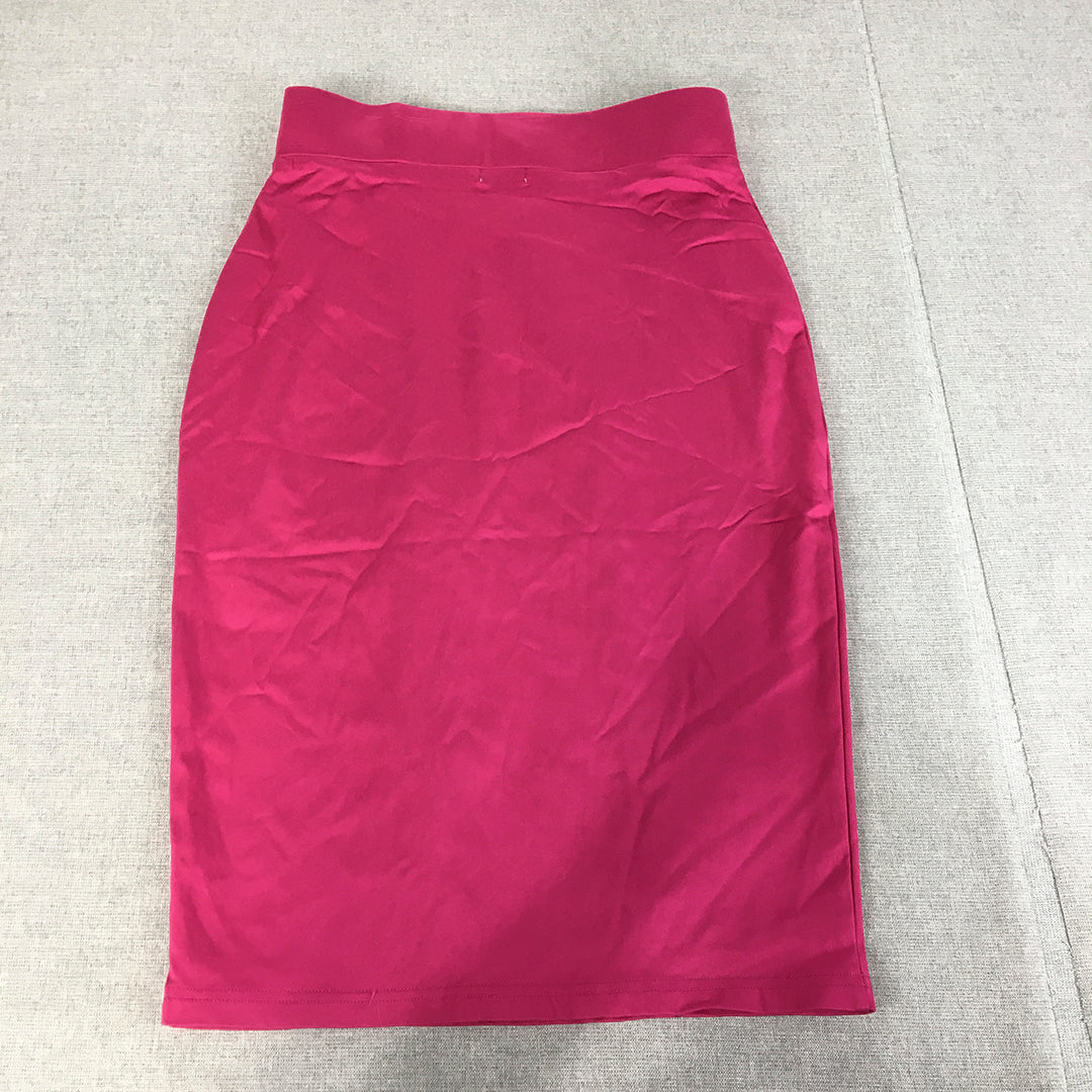 Valleygirl Womens Pencil Skirt Size 10 Hot Pink Midi