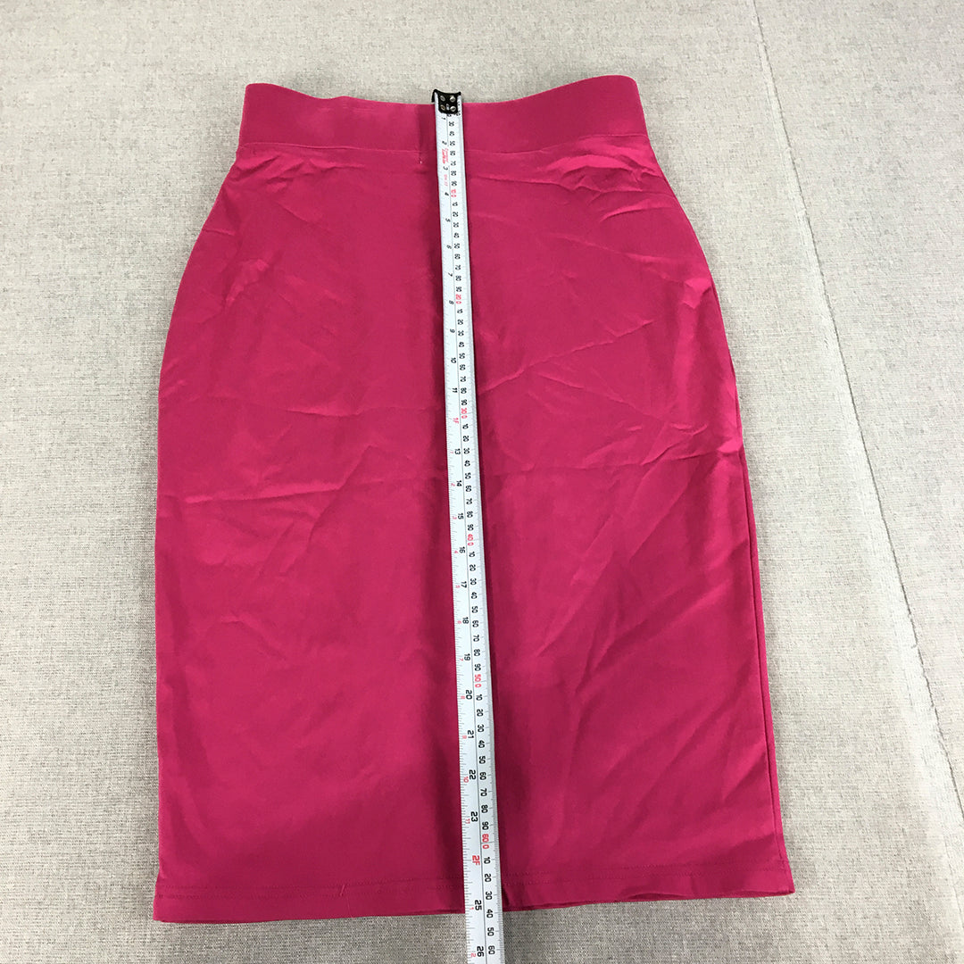 Valleygirl Womens Pencil Skirt Size 10 Hot Pink Midi