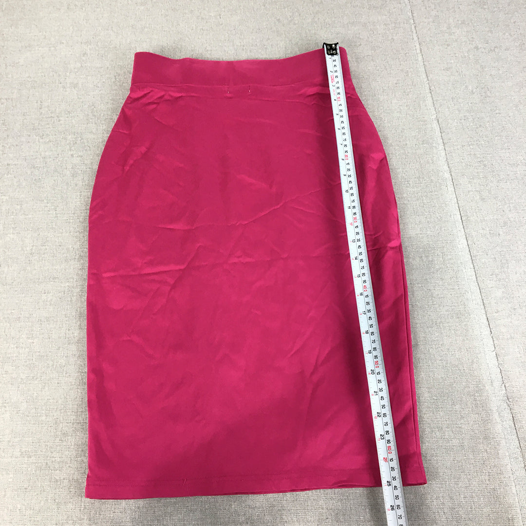 Valleygirl Womens Pencil Skirt Size 10 Hot Pink Midi