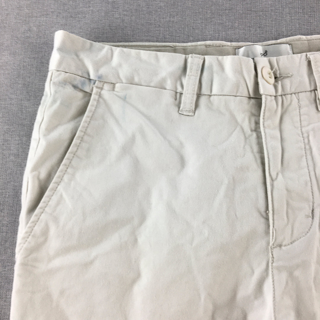 Spencer Project Mens Chino Pants Size 32 Cream Beige Straight Trouser