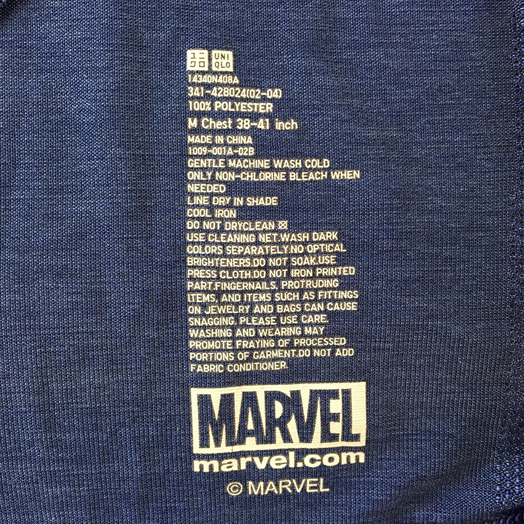 Uniqlo x Marvel Spider-Man Mens Athletic T-Shirt Size M Blue Running Gym