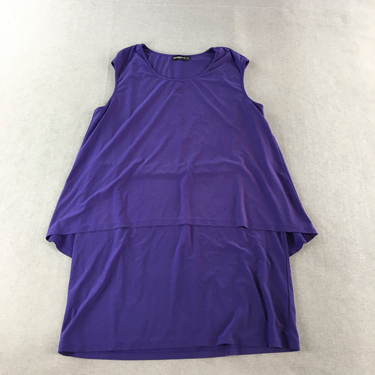 Cordelia St Womens Midi Dress Size 18 Purple Layered Sleeveless