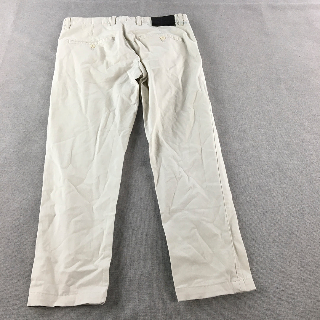 Spencer Project Mens Chino Pants Size 32 Cream Beige Straight Trouser