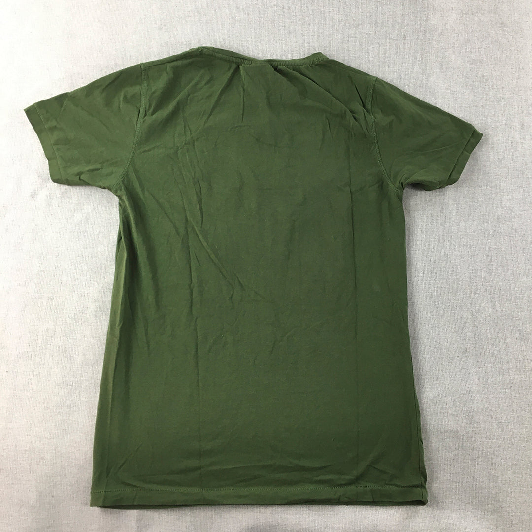 Nike Womens T-Shirt Size M Green Big Swoosh Logo Short Sleeve Top