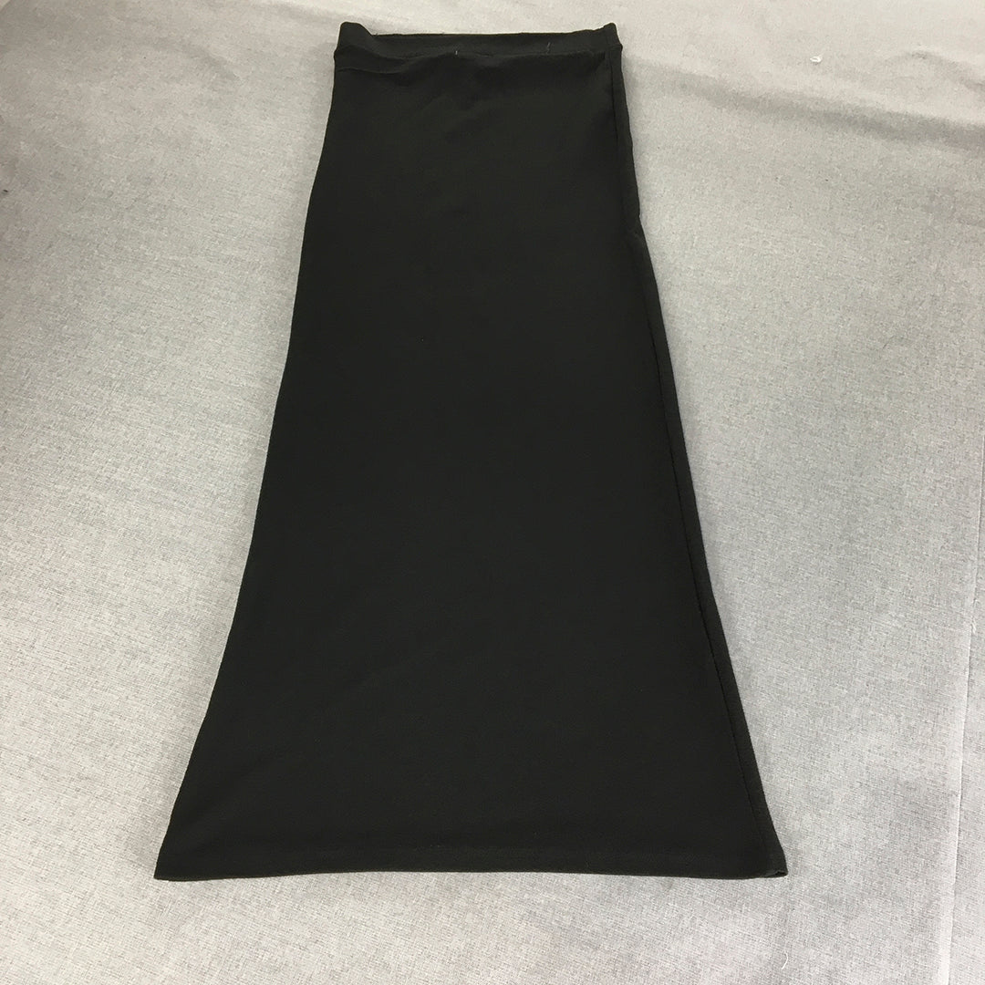 Malibu Womens Maxi Skirt Size 8 Black A-Line