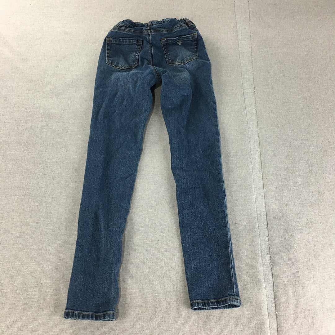 Guess Kids Girls Skinny Jeans Size 10 Blue Dark Wash Elastic Waist Denim