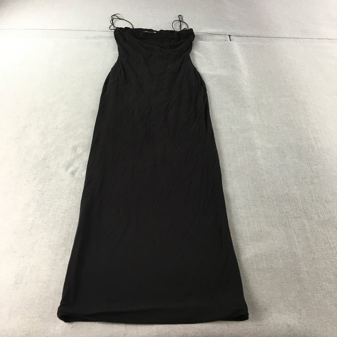 Thats So Fetch Womens Evening Gown Size 10 Black Spaghetti Strap Midi