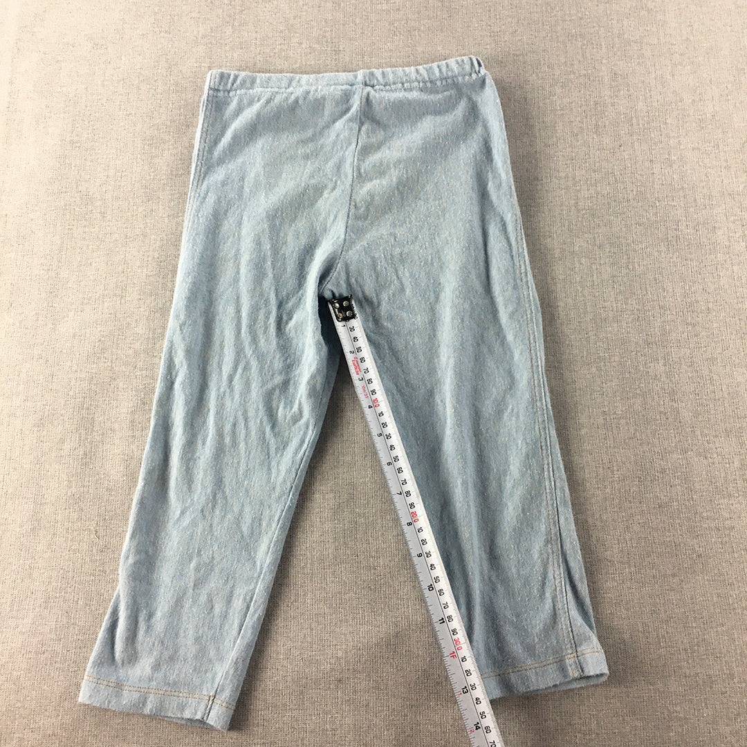 Uniqlo Kids Denim Pants Size 7 - 8 Years Light Blue Elastic Waist