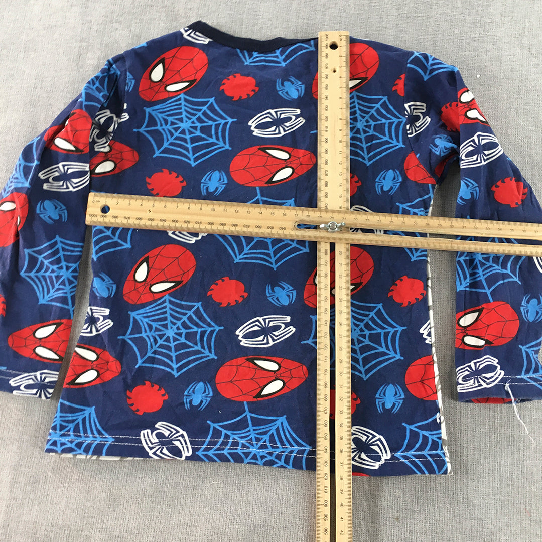 Marvel Spider-Man Kids Boys Shirt Size 4 White Blue Long Sleeve Pullover Top