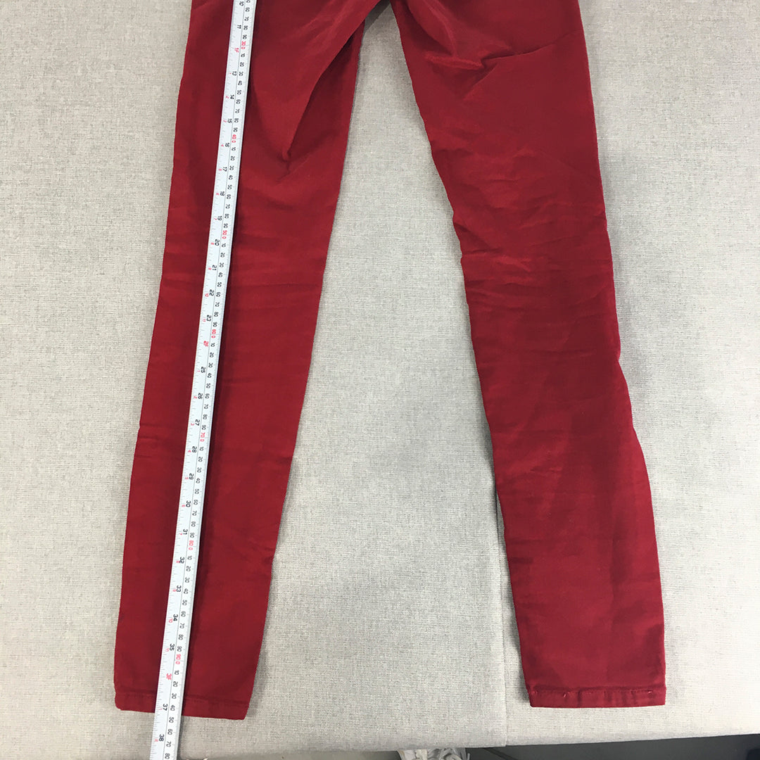 Zara Womens Skinny Jeans Size 2 US (W24 x L28) Red Stretch Denim