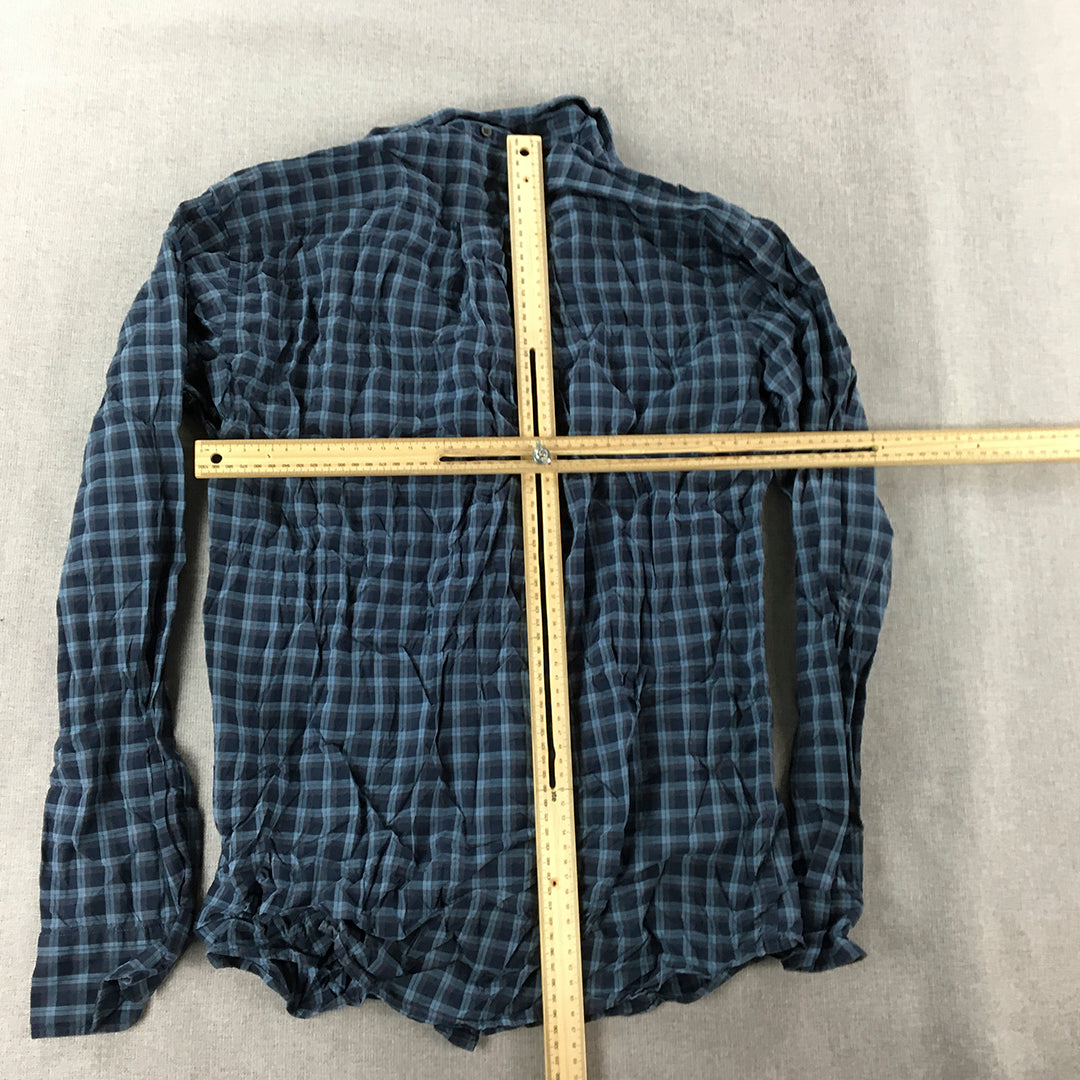 Uniqlo Mens Shirt Size S Blue Checkered Long Sleeve Button-Up Collared