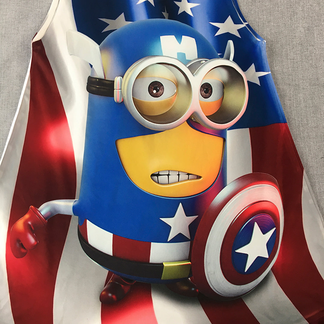 Captain America Minion Tank Top Womens Size M Red White Blue USA Shirt