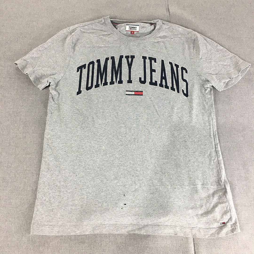 Tommy Hilfiger Mens T-Shirt Size S Grey Big Logo Short Sleeve Crew Neck Tee