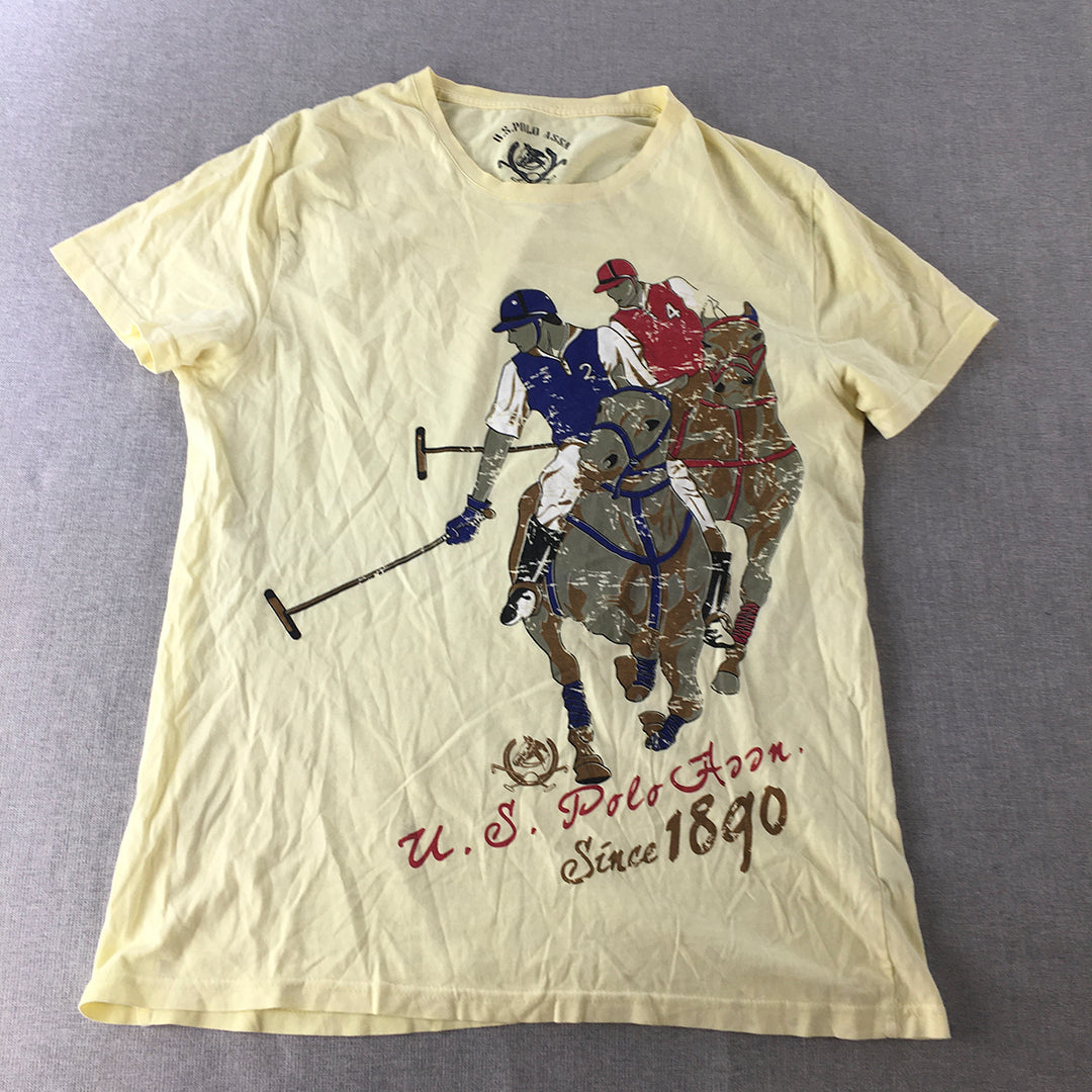 U.S. Polo Assn. Womens T-Shirt Size M Yellow Big Pony Logo Crew Neck Top