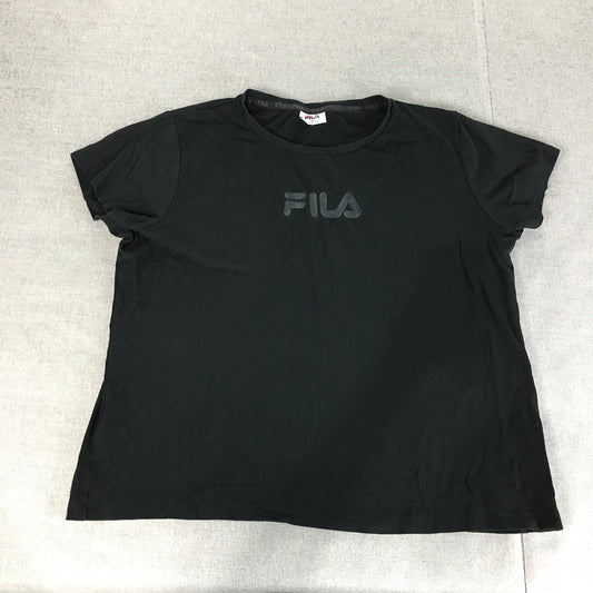 FILA Womens T-Shirt Size 18 Black Embroidered Logo Crew Neck Short Sleeve