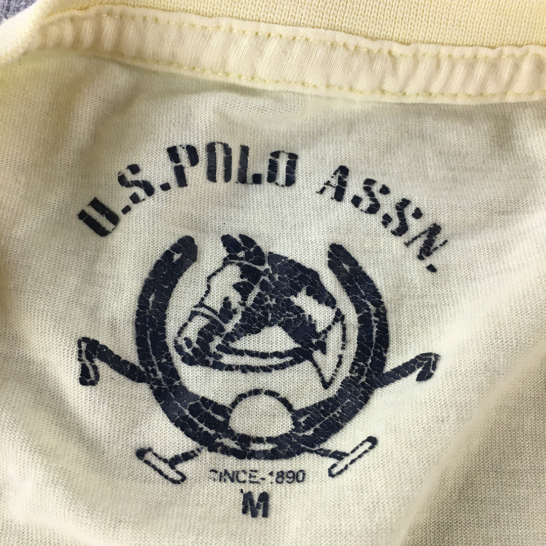 U.S. Polo Assn. Womens T-Shirt Size M Yellow Big Pony Logo Crew Neck Top