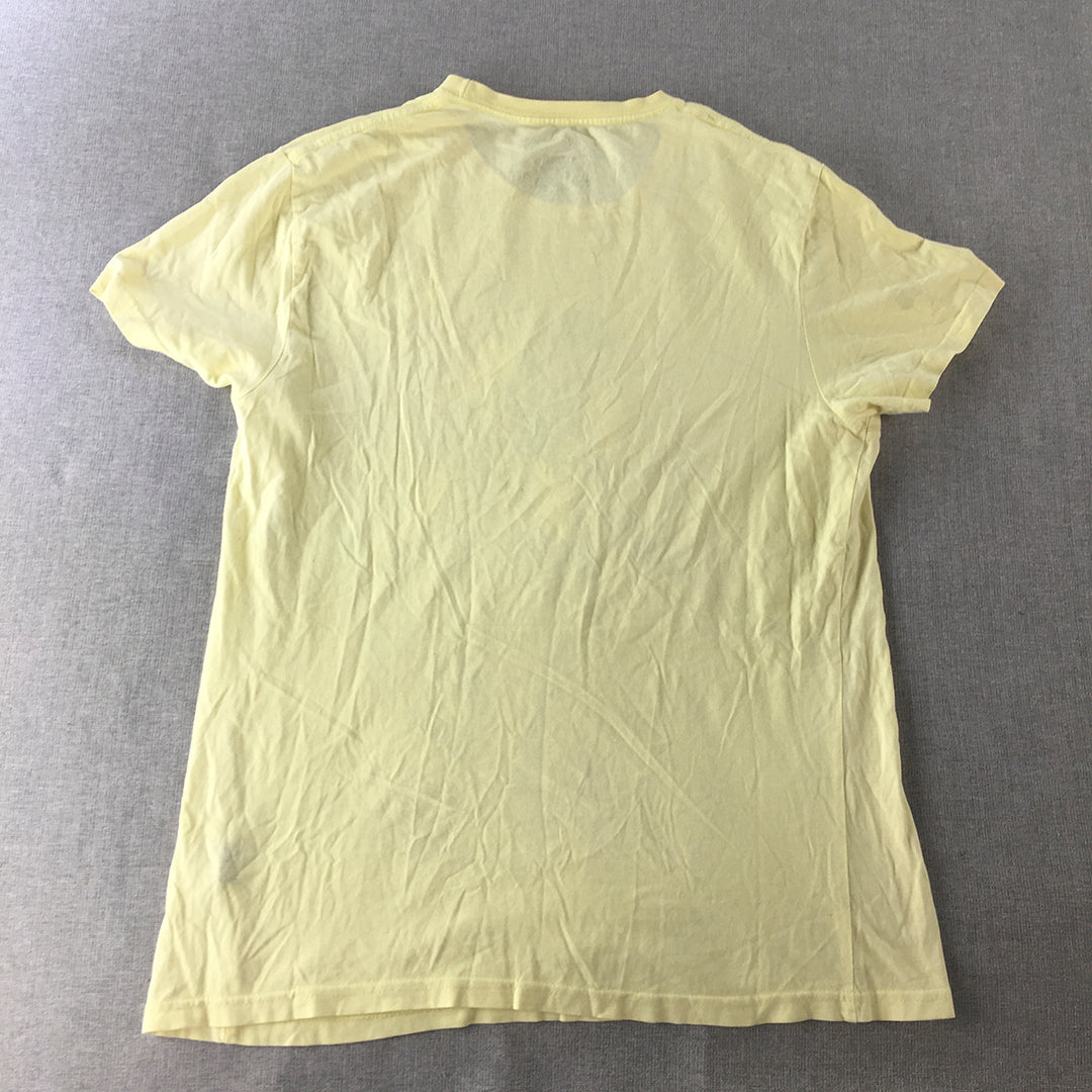 U.S. Polo Assn. Womens T-Shirt Size M Yellow Big Pony Logo Crew Neck Top