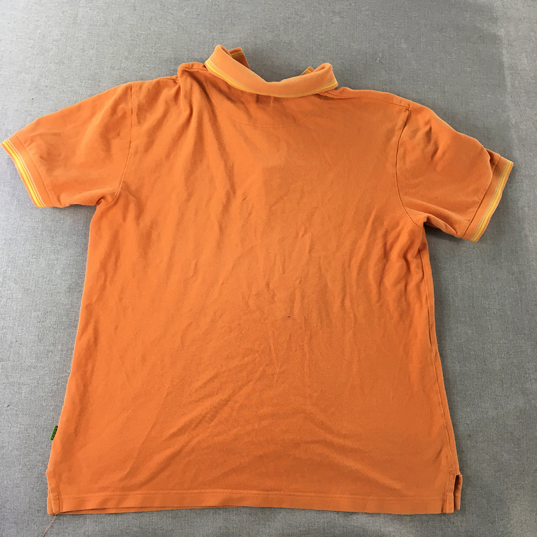 Hugo Boss Sport Mens Polo Shirt Size L Orange Short Sleeve Logo Collared Rugby