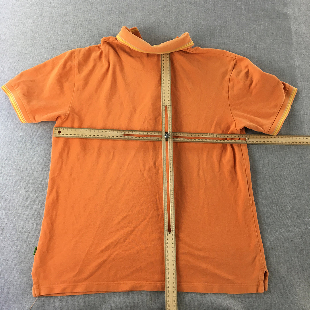 Hugo Boss Sport Mens Polo Shirt Size L Orange Short Sleeve Logo Collared Rugby