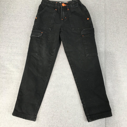 Point Cove Kids Boys Cargo Jeans Size 7 - 8 Years Black Dark Wash Pockets Denim