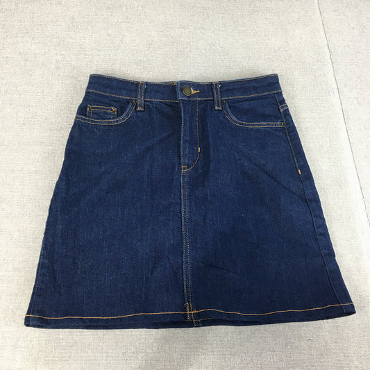 M&S Collection Womens Denim Mini Skirt Size 10 Blue Dark Wash A-Line