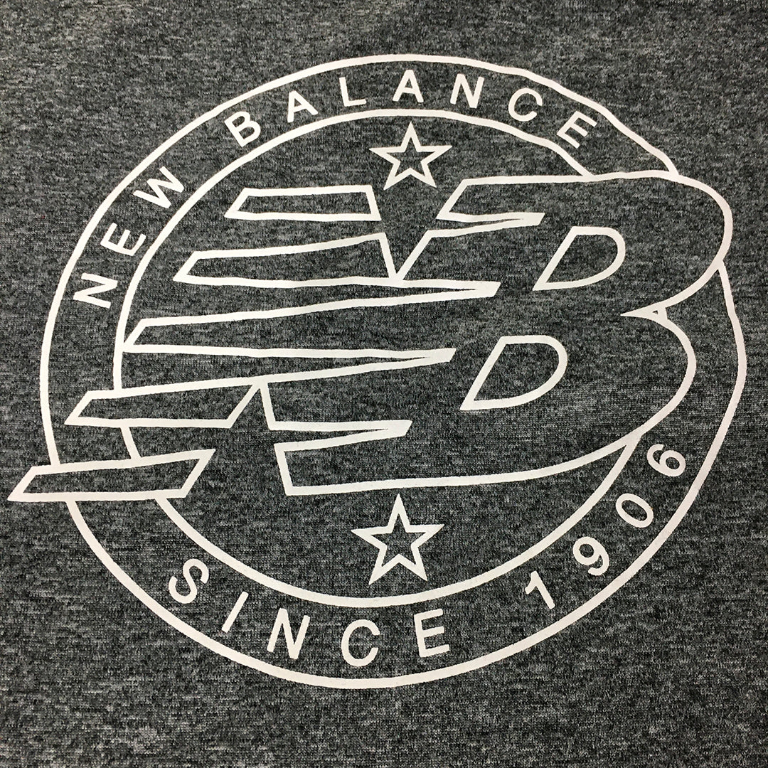 New Balance Womens T-Shirt Size S Grey Logo Crew Neck Short Sleeve Top