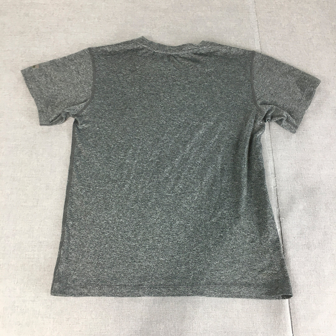 New Balance Womens T-Shirt Size S Grey Logo Crew Neck Short Sleeve Top