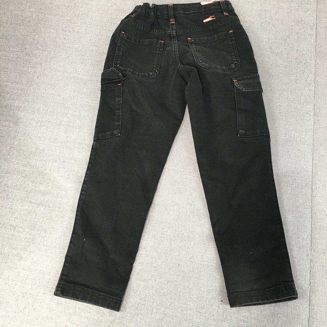 Point Cove Kids Boys Cargo Jeans Size 7 - 8 Years Black Dark Wash Pockets Denim