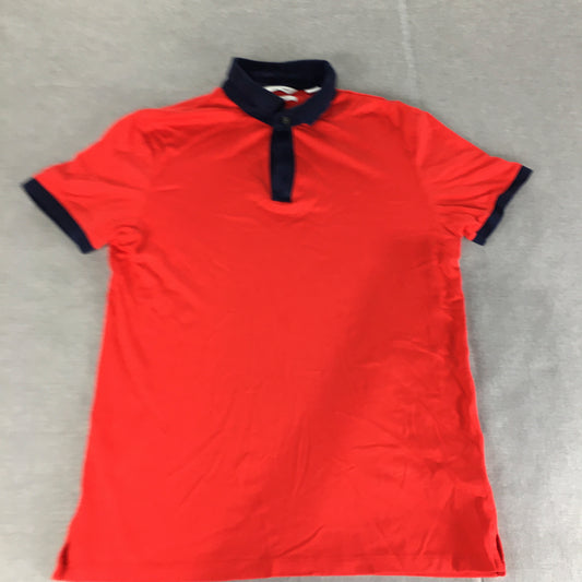 Calvin Klein Mens Polo Shirt Size S Embroidered Red Pocket Collared Rugby