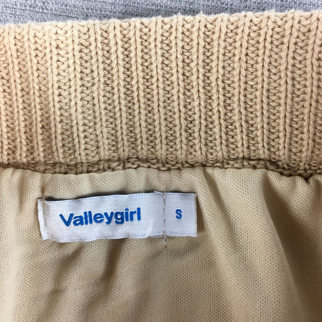 Valleygirl Womens Skirt Size S Brown Knit Stretch Fabric Elastic Waist