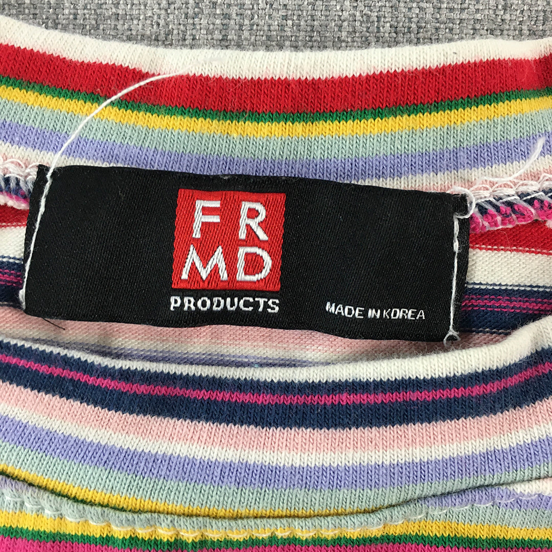 FRMD Freedom Products Womens Top Size S Purple Red Pink Striped Korean Brand