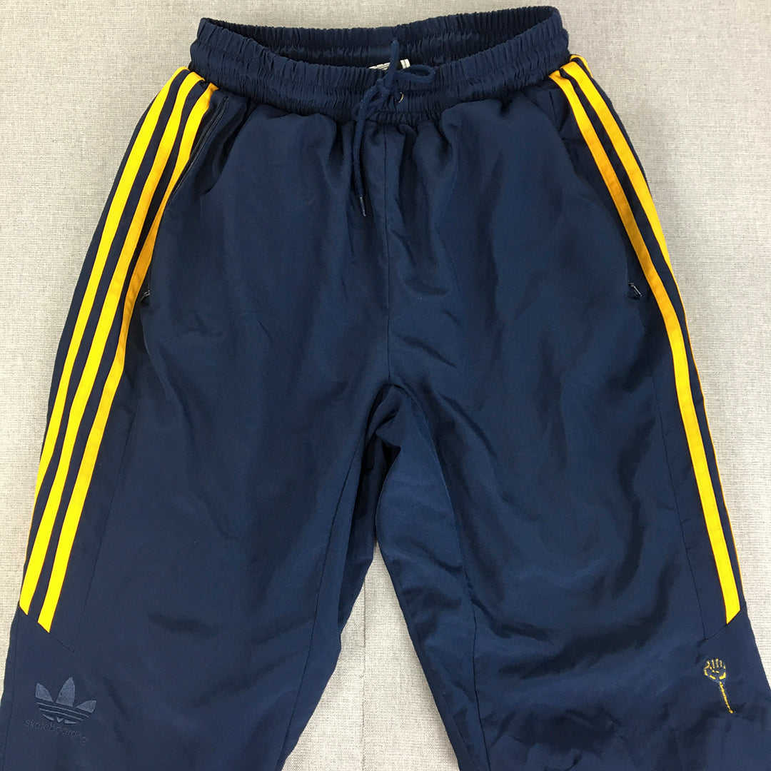 Adidas Mens Tracksuit Pants Size M Blue Yellow Striped Drawstring Jogger