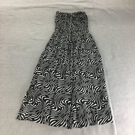 El Shadai Womens Strapless Dress Size S Black White Midi Fit & Flare