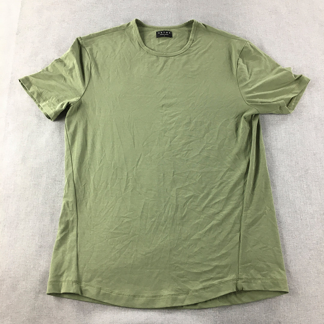 Aetos Mens T-Shirt Size L Khaki Green Short Sleeve Stretch Fabric