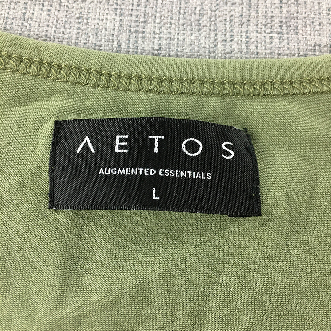 Aetos Mens T-Shirt Size L Khaki Green Short Sleeve Stretch Fabric