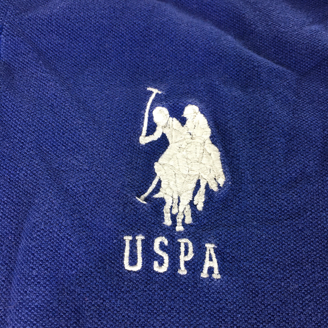 U.S. Polo Assn. Mens Shirt Size L Slim Fit Blue Big Embroidered Logo Rugby