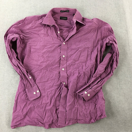 Van Heusen Mens Shirt Size M Purple Striped Long Sleeve Button-Up Pocket