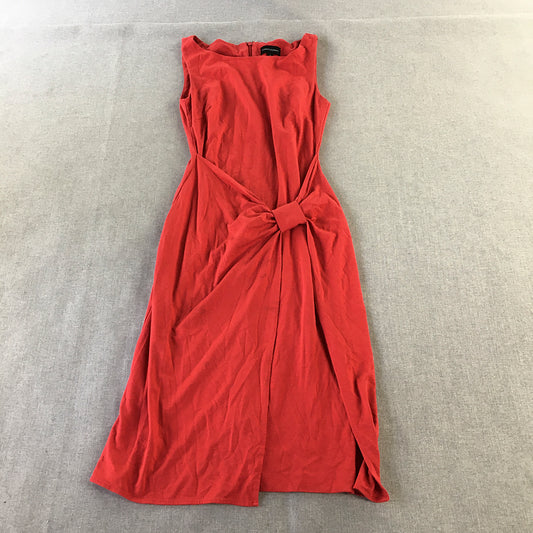 Howard Showers Womens Dress Size 8 Red Stretch Fabric Bodycon Bow Sleeveless