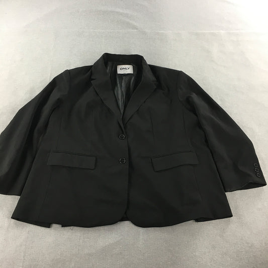 Only Tailoring Womens Blazer Jacket Size M Black Button Relaxed Fit Suit