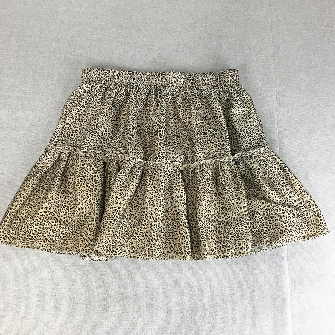 Showpo Womens Mini Skirt Size 14 Brown Cheetah Print Elastic Waist