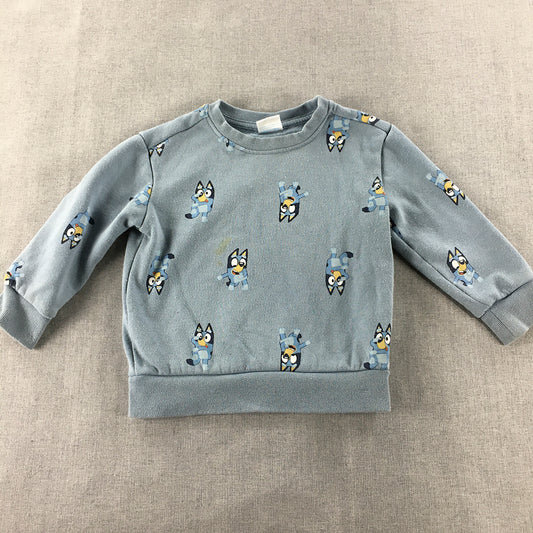 Bluey Kids Sweater Size 3 Toddler Blue Crew Neck Jumper