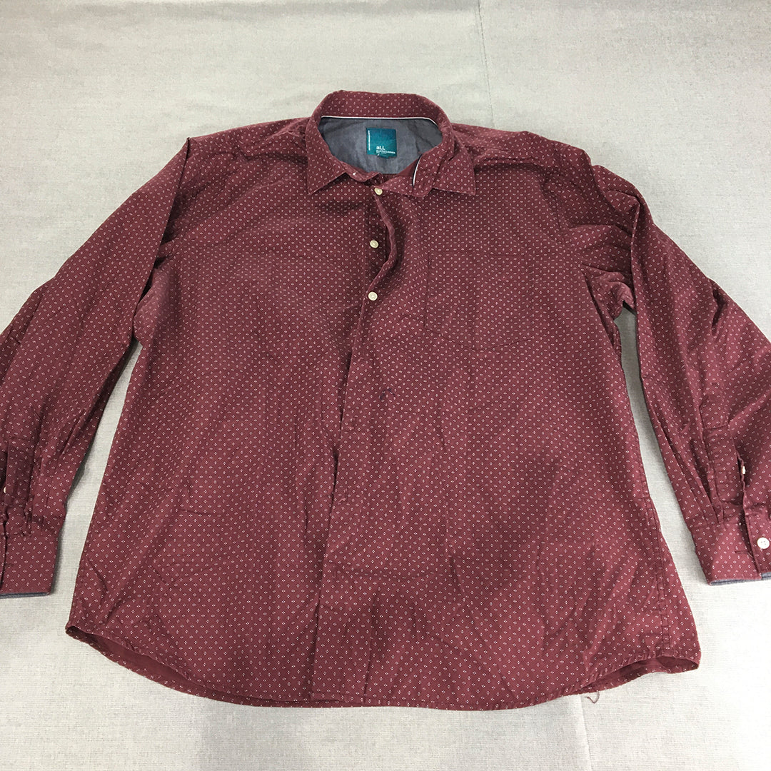 aLL A Little Larger Womens Shirt Size 4 (AUS 3XL) Red Dot Button-Up Long Sleeve