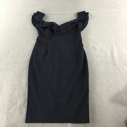 Fresh Soul Womens Cocktail Dress Size 14 Navy Blue Midi Sleeveless