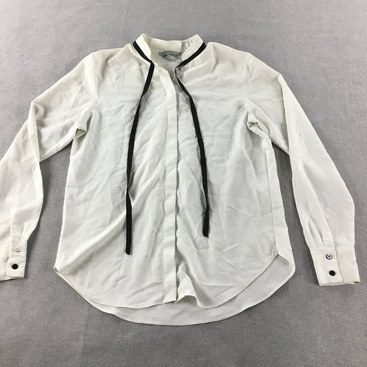 H&M Womens Shirt Size 2 White Long Sleeve Button-Up