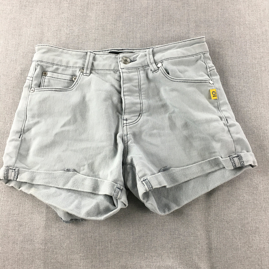 Bettina Liano Womens Denim Shorts Size 8 Grey Pockets Stretch