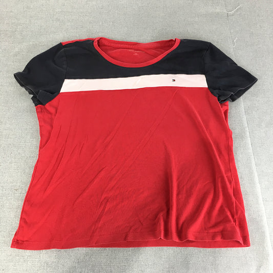 Tommy Hilfiger Womens T-Shirt Size 2XL Red Logo Round Neck Short Sleeve